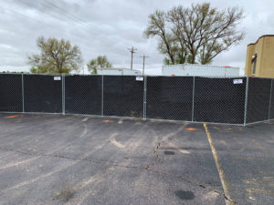 Privacy Screened temporary fence used for storage in Denver