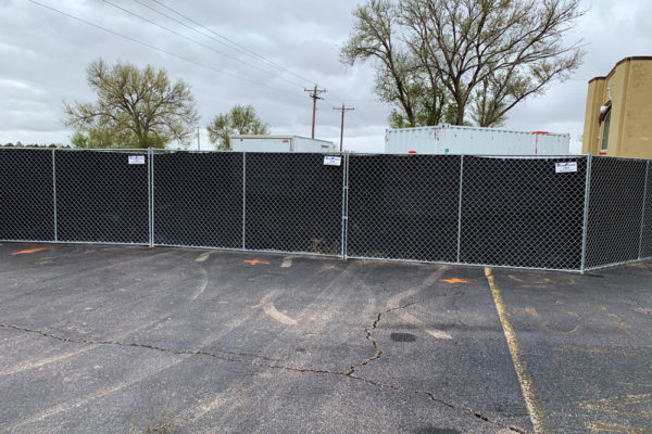 Privacy Screened temporary fence used for storage in Denver
