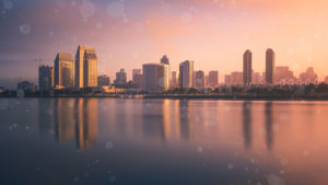 San Diego city skyline over the water