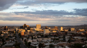 El Paso Texas city skyline at dusk