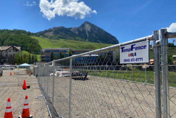 Crested Butte colorado temporary fence with mountain in the background