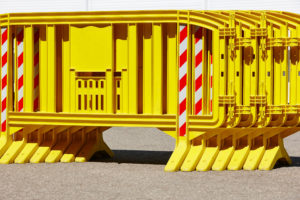 Yellow barricades for street blockage
